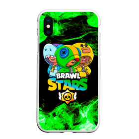 Чехол для iPhone XS Max матовый с принтом Brawl Stars Leon Trio в Новосибирске, Силикон | Область печати: задняя сторона чехла, без боковых панелей | Тематика изображения на принте: brawl stars | brawl stars leon | leon | leon green | leon sally | leon shark | бравл старс | леон | леон акула | леон огонь | леон салли | леон старс