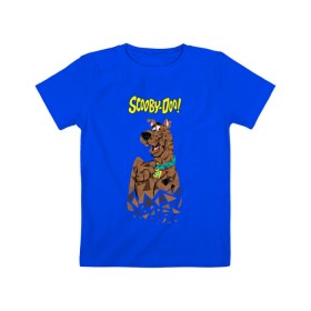 Детская футболка хлопок с принтом Scooby-Doo в Новосибирске, 100% хлопок | круглый вырез горловины, полуприлегающий силуэт, длина до линии бедер | Тематика изображения на принте: scooby doo | vdosadir | скуберт фон дуенхеймер | скуби ду | уильям ханна