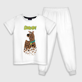 Детская пижама хлопок с принтом Scooby-Doo в Новосибирске, 100% хлопок |  брюки и футболка прямого кроя, без карманов, на брюках мягкая резинка на поясе и по низу штанин
 | scooby doo | vdosadir | скуберт фон дуенхеймер | скуби ду | уильям ханна
