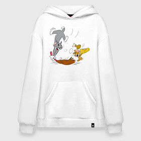 Худи SuperOversize хлопок с принтом Tom&Jerry в Новосибирске, 70% хлопок, 30% полиэстер, мягкий начес внутри | карман-кенгуру, эластичная резинка на манжетах и по нижней кромке, двухслойный капюшон
 | spike | tom  jerry | tom and jerry | tomjerry | tuffy | vdgerir | мамочка два тапочка | том и джери | том и джерри