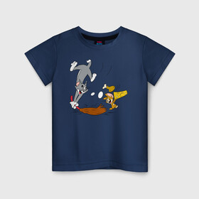 Детская футболка хлопок с принтом Tom&Jerry в Новосибирске, 100% хлопок | круглый вырез горловины, полуприлегающий силуэт, длина до линии бедер | spike | tom  jerry | tom and jerry | tomjerry | tuffy | vdgerir | мамочка два тапочка | том и джери | том и джерри