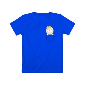 Детская футболка хлопок с принтом БАТТЕРС в Новосибирске, 100% хлопок | круглый вырез горловины, полуприлегающий силуэт, длина до линии бедер | Тематика изображения на принте: cartman | kenny | kyle | south park | stan | кайл | картман | кенни | стэн | южный парк