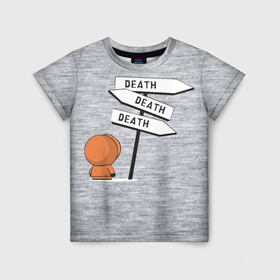 Детская футболка 3D с принтом DEATH в Новосибирске, 100% гипоаллергенный полиэфир | прямой крой, круглый вырез горловины, длина до линии бедер, чуть спущенное плечо, ткань немного тянется | cartman | kenny | kyle | south park | stan | кайл | картман | кенни | стэн | южный парк