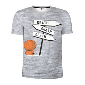 Мужская футболка 3D спортивная с принтом DEATH в Новосибирске, 100% полиэстер с улучшенными характеристиками | приталенный силуэт, круглая горловина, широкие плечи, сужается к линии бедра | cartman | kenny | kyle | south park | stan | кайл | картман | кенни | стэн | южный парк