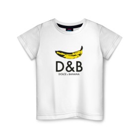 Детская футболка хлопок с принтом Dolce and Banana в Новосибирске, 100% хлопок | круглый вырез горловины, полуприлегающий силуэт, длина до линии бедер | banan | banana | dg | dolce banana | dolce gabana | dolce gabbana | антибренд | банан | бананы | гнилой | дольче габана | дольче габбана | крутая | модная | пародия | прикол | тренд