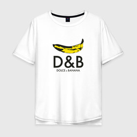 Мужская футболка хлопок Oversize с принтом Dolce and Banana в Новосибирске, 100% хлопок | свободный крой, круглый ворот, “спинка” длиннее передней части | Тематика изображения на принте: banan | banana | dg | dolce banana | dolce gabana | dolce gabbana | антибренд | банан | бананы | гнилой | дольче габана | дольче габбана | крутая | модная | пародия | прикол | тренд