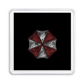 Магнит 55*55 с принтом Umbrella Corporation в Новосибирске, Пластик | Размер: 65*65 мм; Размер печати: 55*55 мм | 2 | biohazard | claire | evil | horror | raccoon | resident | survival | t virus | t вирус | выживание | зла | кеннеди | клэр | леон | обитель | раккун | редфилд | скотт | ужас