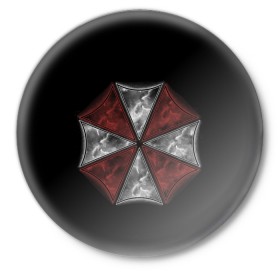 Значок с принтом Umbrella Corporation в Новосибирске,  металл | круглая форма, металлическая застежка в виде булавки | Тематика изображения на принте: 2 | biohazard | claire | evil | horror | raccoon | resident | survival | t virus | t вирус | выживание | зла | кеннеди | клэр | леон | обитель | раккун | редфилд | скотт | ужас