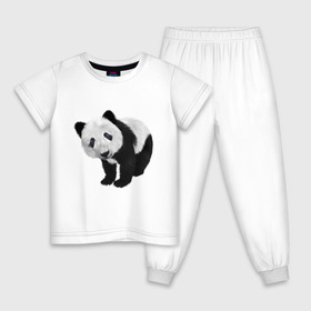 Детская пижама хлопок с принтом Панда в Новосибирске, 100% хлопок |  брюки и футболка прямого кроя, без карманов, на брюках мягкая резинка на поясе и по низу штанин
 | Тематика изображения на принте: животное | медведь | панда | пушистый | черно белое