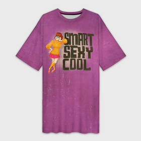 Платье-футболка 3D с принтом Smart Sexy Cool Velma Dinkley в Новосибирске,  |  | scooby doo | vdosadir | velma dinkle | велма динкли | скуби ду | уильям ханна