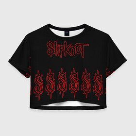 Женская футболка Crop-top 3D с принтом Slipknot (5) в Новосибирске, 100% полиэстер | круглая горловина, длина футболки до линии талии, рукава с отворотами | devil | metal | music | rock | satana | slipknot | дьявол | метал | музыка | рок | сатана | слипкнот