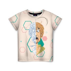 Детская футболка 3D с принтом Shaggy в Новосибирске, 100% гипоаллергенный полиэфир | прямой крой, круглый вырез горловины, длина до линии бедер, чуть спущенное плечо, ткань немного тянется | Тематика изображения на принте: scooby doo | shaggy | vdosadir | скуби ду | уильям ханна | шегги