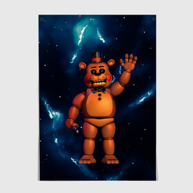 Постер с принтом Five Nights At Freddys в Новосибирске, 100% бумага
 | бумага, плотность 150 мг. Матовая, но за счет высокого коэффициента гладкости имеет небольшой блеск и дает на свету блики, но в отличии от глянцевой бумаги не покрыта лаком | 5 ночей с фредди | five nights at freddys | fnaf | horror | nightmare | страшилки | ужасы | фнаф | фредди фазбер | хоррор