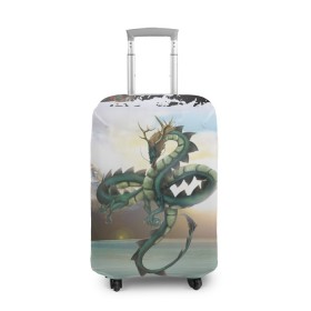 Чехол для чемодана 3D с принтом Дракон в Новосибирске, 86% полиэфир, 14% спандекс | двустороннее нанесение принта, прорези для ручек и колес | dragon | monster | драго | дракон | космический дракон | монстр | огнедыщащий | прикольная картинка | чудовище | японский дракон | ящерица