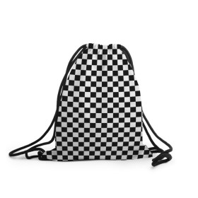 Рюкзак-мешок 3D с принтом Шахматка мелкая в Новосибирске, 100% полиэстер | плотность ткани — 200 г/м2, размер — 35 х 45 см; лямки — толстые шнурки, застежка на шнуровке, без карманов и подкладки | квадраты | мелкая шахматка | текстуры | узор шахматка | узоры | чб | чб квадраты | чб узор | шахматка | шахматная доска | шахматы