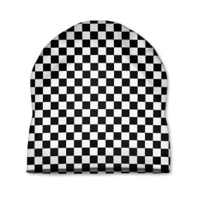 Шапка 3D с принтом Шахматка мелкая в Новосибирске, 100% полиэстер | универсальный размер, печать по всей поверхности изделия | квадраты | мелкая шахматка | текстуры | узор шахматка | узоры | чб | чб квадраты | чб узор | шахматка | шахматная доска | шахматы