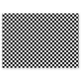 Поздравительная открытка с принтом Шахматка мелкая в Новосибирске, 100% бумага | плотность бумаги 280 г/м2, матовая, на обратной стороне линовка и место для марки
 | квадраты | мелкая шахматка | текстуры | узор шахматка | узоры | чб | чб квадраты | чб узор | шахматка | шахматная доска | шахматы