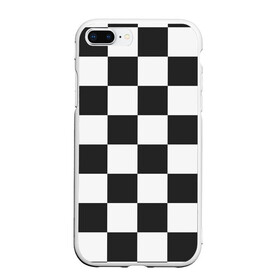 Чехол для iPhone 7Plus/8 Plus матовый с принтом Шахматка в Новосибирске, Силикон | Область печати: задняя сторона чехла, без боковых панелей | квадраты | текстуры | узор шахматка | узоры | чб | чб квадраты | чб узор | шахматка | шахматная доска | шахматы