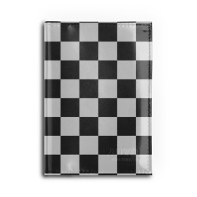 Обложка для автодокументов с принтом Шахматка в Новосибирске, натуральная кожа |  размер 19,9*13 см; внутри 4 больших “конверта” для документов и один маленький отдел — туда идеально встанут права | квадраты | текстуры | узор шахматка | узоры | чб | чб квадраты | чб узор | шахматка | шахматная доска | шахматы