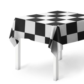 Скатерть 3D с принтом Шахматка в Новосибирске, 100% полиэстер (ткань не мнется и не растягивается) | Размер: 150*150 см | квадраты | текстуры | узор шахматка | узоры | чб | чб квадраты | чб узор | шахматка | шахматная доска | шахматы