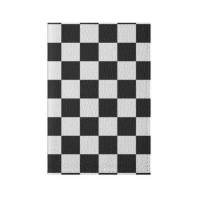 Обложка для паспорта матовая кожа с принтом Шахматка в Новосибирске, натуральная матовая кожа | размер 19,3 х 13,7 см; прозрачные пластиковые крепления | квадраты | текстуры | узор шахматка | узоры | чб | чб квадраты | чб узор | шахматка | шахматная доска | шахматы