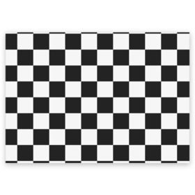 Поздравительная открытка с принтом Шахматка в Новосибирске, 100% бумага | плотность бумаги 280 г/м2, матовая, на обратной стороне линовка и место для марки
 | квадраты | текстуры | узор шахматка | узоры | чб | чб квадраты | чб узор | шахматка | шахматная доска | шахматы