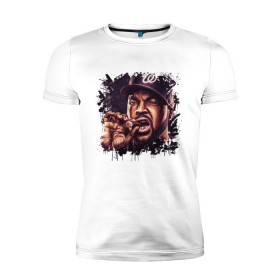 Мужская футболка премиум с принтом Ice Cube в Новосибирске, 92% хлопок, 8% лайкра | приталенный силуэт, круглый вырез ворота, длина до линии бедра, короткий рукав | ice cube | oshea jackson | rap | айс куб | айс кьюб | реп | репер | рэпер | хип хоп