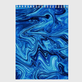 Скетчбук с принтом Водоворот в Новосибирске, 100% бумага
 | 48 листов, плотность листов — 100 г/м2, плотность картонной обложки — 250 г/м2. Листы скреплены сверху удобной пружинной спиралью | вихри | вода | водоворот | голубые краски | море | оттенки синего | синева | текстуры