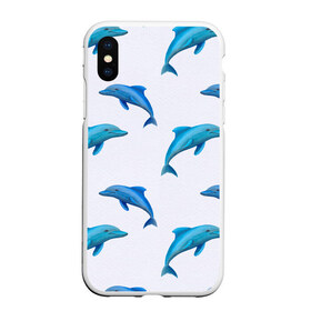 Чехол для iPhone XS Max матовый с принтом Рай для дельфина в Новосибирске, Силикон | Область печати: задняя сторона чехла, без боковых панелей | Тематика изображения на принте: арт | дельфин | дельфины | искусство | морское | океан | паттерн | рыба | рыбы