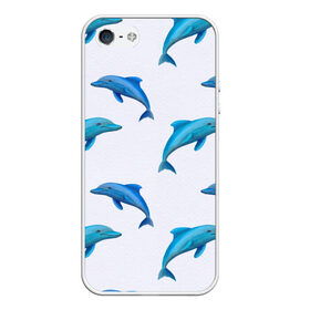 Чехол для iPhone 5/5S матовый с принтом Рай для дельфина в Новосибирске, Силикон | Область печати: задняя сторона чехла, без боковых панелей | арт | дельфин | дельфины | искусство | морское | океан | паттерн | рыба | рыбы