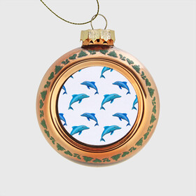 Стеклянный ёлочный шар с принтом Рай для дельфина в Новосибирске, Стекло | Диаметр: 80 мм | Тематика изображения на принте: арт | дельфин | дельфины | искусство | морское | океан | паттерн | рыба | рыбы