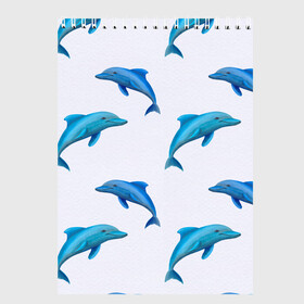 Скетчбук с принтом Рай для дельфина в Новосибирске, 100% бумага
 | 48 листов, плотность листов — 100 г/м2, плотность картонной обложки — 250 г/м2. Листы скреплены сверху удобной пружинной спиралью | Тематика изображения на принте: арт | дельфин | дельфины | искусство | морское | океан | паттерн | рыба | рыбы