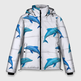 Мужская зимняя куртка 3D с принтом Рай для дельфина в Новосибирске, верх — 100% полиэстер; подкладка — 100% полиэстер; утеплитель — 100% полиэстер | длина ниже бедра, свободный силуэт Оверсайз. Есть воротник-стойка, отстегивающийся капюшон и ветрозащитная планка. 

Боковые карманы с листочкой на кнопках и внутренний карман на молнии. | арт | дельфин | дельфины | искусство | морское | океан | паттерн | рыба | рыбы