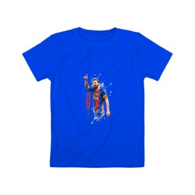 Детская футболка хлопок с принтом Месси в Новосибирске, 100% хлопок | круглый вырез горловины, полуприлегающий силуэт, длина до линии бедер | lionel | messi | барса | барселона | испания | лионель | месси | футбол