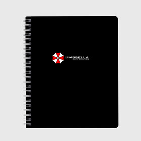 Тетрадь с принтом Umbrella Corporation 2 в Новосибирске, 100% бумага | 48 листов, плотность листов — 60 г/м2, плотность картонной обложки — 250 г/м2. Листы скреплены сбоку удобной пружинной спиралью. Уголки страниц и обложки скругленные. Цвет линий — светло-серый
 | umbrella corporatio | корпорация амбрелла | обитель зла