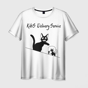 Мужская футболка 3D с принтом Kikis Delivery Service в Новосибирске, 100% полиэфир | прямой крой, круглый вырез горловины, длина до линии бедер | Тематика изображения на принте: ведьмина служба доставки | студия гибли | хаяо миядзаки