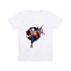 Детская футболка хлопок с принтом Iron Maiden в Новосибирске, 100% хлопок | круглый вырез горловины, полуприлегающий силуэт, длина до линии бедер | iron maiden | арт | железная дева | металл | музыка | рок группа