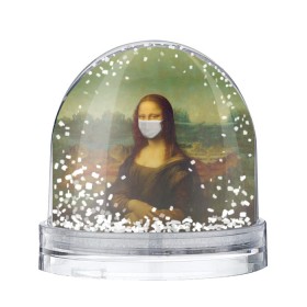 Снежный шар с принтом Мона Лиза в маске в Новосибирске, Пластик | Изображение внутри шара печатается на глянцевой фотобумаге с двух сторон | 2019 ncov | corona | corona time | coronavirus | covid 19 | mona lisa | virus | вирус | джаконда | здоровье | корона | коронавирус | медицина | мона лиза | пандемия