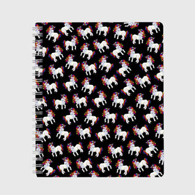 Тетрадь с принтом Единороги в Новосибирске, 100% бумага | 48 листов, плотность листов — 60 г/м2, плотность картонной обложки — 250 г/м2. Листы скреплены сбоку удобной пружинной спиралью. Уголки страниц и обложки скругленные. Цвет линий — светло-серый
 | Тематика изображения на принте: animal | rainbow | unicorn | единорог | единорожка | животное | радуга