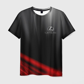 Мужская футболка 3D с принтом LEXUS. в Новосибирске, 100% полиэфир | прямой крой, круглый вырез горловины, длина до линии бедер | Тематика изображения на принте: 2020 | auto | lexus | sport
 brand | авто | автомобильные | брэнд | классика | лексус | лого | логотип | марка | машины | следы от шин | спорт