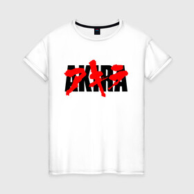 Женская футболка хлопок с принтом AKIRA logo в Новосибирске, 100% хлопок | прямой крой, круглый вырез горловины, длина до линии бедер, слегка спущенное плечо | akira | anime akira | fantastic | future | tokyo | акира | аниме акира | будущее | доктор | кацухиро отомо | мияко | сётаро канэда | токио | тэцуо сима | фантастика