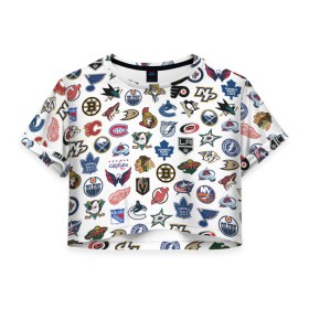 Женская футболка Crop-top 3D с принтом Логотипы НХЛ в Новосибирске, 100% полиэстер | круглая горловина, длина футболки до линии талии, рукава с отворотами | capitals | nhl | penguins | pittsburgh | washington | блюз | бостон | брюинз | вашингтон | детройт | кэпиталз | логотипы нхл | нью йорк | пингвинз | питтсбург | рейнджерс | сан хосе шаркс | сент луис | тампа бэй