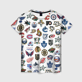 Женская футболка 3D с принтом Логотипы НХЛ в Новосибирске, 100% полиэфир ( синтетическое хлопкоподобное полотно) | прямой крой, круглый вырез горловины, длина до линии бедер | capitals | nhl | penguins | pittsburgh | washington | блюз | бостон | брюинз | вашингтон | детройт | кэпиталз | логотипы нхл | нью йорк | пингвинз | питтсбург | рейнджерс | сан хосе шаркс | сент луис | тампа бэй
