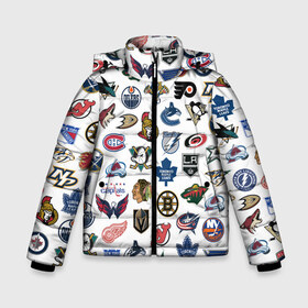 Зимняя куртка для мальчиков 3D с принтом Логотипы НХЛ в Новосибирске, ткань верха — 100% полиэстер; подклад — 100% полиэстер, утеплитель — 100% полиэстер | длина ниже бедра, удлиненная спинка, воротник стойка и отстегивающийся капюшон. Есть боковые карманы с листочкой на кнопках, утяжки по низу изделия и внутренний карман на молнии. 

Предусмотрены светоотражающий принт на спинке, радужный светоотражающий элемент на пуллере молнии и на резинке для утяжки | Тематика изображения на принте: capitals | nhl | penguins | pittsburgh | washington | блюз | бостон | брюинз | вашингтон | детройт | кэпиталз | логотипы нхл | нью йорк | пингвинз | питтсбург | рейнджерс | сан хосе шаркс | сент луис | тампа бэй