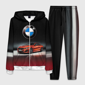Мужской костюм 3D с принтом BMW в Новосибирске, 100% полиэстер | Манжеты и пояс оформлены тканевой резинкой, двухслойный капюшон со шнурком для регулировки, карманы спереди | bmw | car | germany | prestige | red | автомобиль | бмв | германия | красный | престиж