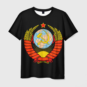 Мужская футболка 3D с принтом СССР в Новосибирске, 100% полиэфир | прямой крой, круглый вырез горловины, длина до линии бедер | 9 | 9 мая | may 9 | nine | victory day | великая отечественная война | вов | георгиевская лента | победа | праздник | серп и молот | ссср | флаг над рейхстагом