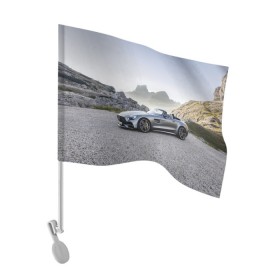 Флаг для автомобиля с принтом Mercedes V8 Biturbo в Новосибирске, 100% полиэстер | Размер: 30*21 см | cabriolet | car | germany | mercedes | mountains | nature | v 8 biturbo | автомобиль | германия | горы | кабриолет | мерседес | природа