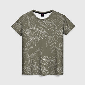 Женская футболка 3D с принтом листья пальмы в Новосибирске, 100% полиэфир ( синтетическое хлопкоподобное полотно) | прямой крой, круглый вырез горловины, длина до линии бедер | casual | summer | летние | лето | пляжное | тренд | тропики