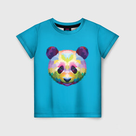 Детская футболка 3D с принтом Панда в Новосибирске, 100% гипоаллергенный полиэфир | прямой крой, круглый вырез горловины, длина до линии бедер, чуть спущенное плечо, ткань немного тянется | арт | голова панды | животные | медведи | панда