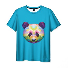 Мужская футболка 3D с принтом Панда в Новосибирске, 100% полиэфир | прямой крой, круглый вырез горловины, длина до линии бедер | арт | голова панды | животные | медведи | панда
